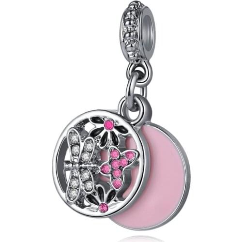 New Womens Romantic Bracelet Pink Pearl Rhinestone Butterfly Pendant DIY Jewelry Findings Precious Gift