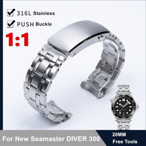 Original 316L Stainless Steel Watch Band For New Seamaster DIVER 300M Strap Calibre For Omega Movement Watchband Push Buckle