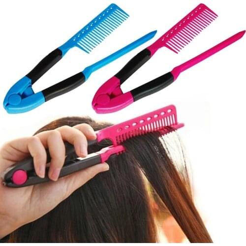1PCs Straightener Comb V Type Straight Hair Comb Brush Tool DIY Salon Haircut Hairdressing Anti-static Combs Brush Styling Tool