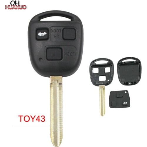 SALE ! 3 Buttons Remote Key Replacement Case Shell For Toyota Prado Tarago Camry Corolla TOY43 With Pad