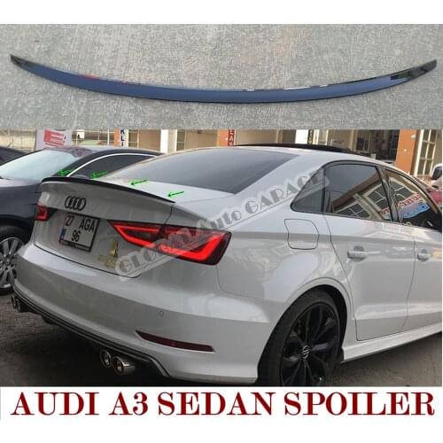 For Audi A3 Sedan 2012-2021 Spoiler Auto Accessory Universal Spoilers Car Antenna Piano Black For Car Styling Diffüser Flaps