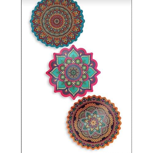 3 PCs Wood Authentic Patterned Trivet 15cm Kitchen lathe Hot and provides protection from scratches