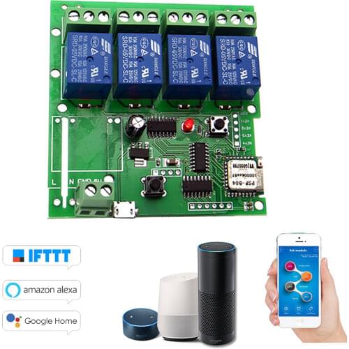 EWeLink Smart Remote Control Wireless Switch with Shell Universal Module 4CH DC 5V Wifi Switch Timer Phone APP Remote Control