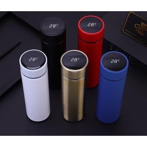 480ml Straight Stainless Steel Intelligent Thermos Cup To LED Display Temperature Straight Body Water Cup Vacum Thermo Bottle