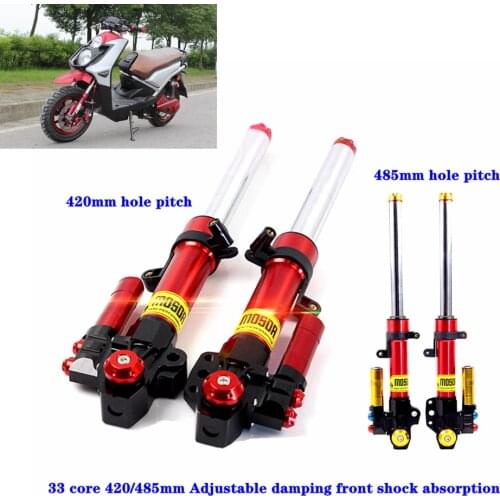 Universal Motorcycle Front Shock Absorbers Lengthen Adjustable 33 Core 485/420mm For Yamaha Bws Cygnus Electrical Scooter Modify