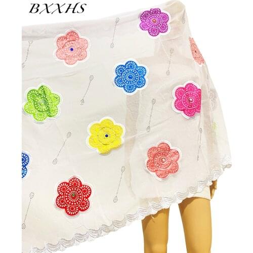 High Quality African Women Scarfs Muslim Embroidery Soft Cotton Special Design Big Scarf for Shawls Wraps Pashmina Hijabs BX-032