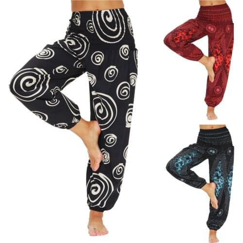 Women Yoga Leggings Yoga Pants Polyester Elastic Women Casual Loose Yoga Trousers Baggy Boho Aladdin Jumpsuit Pants