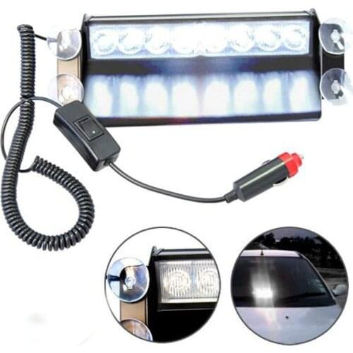 1Pcs 8Led Car Red Blue Front Stop Suction Cup Strobe Light Shovel Flash Open Road Strobe Light Rear Stop Glass Warning Light