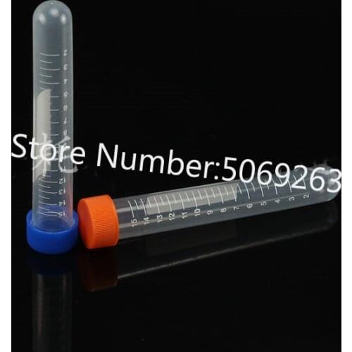 100 pieces/pack 15ml Round Bottom Plastic Centrifugal tube Lab Centrifuge Test tube