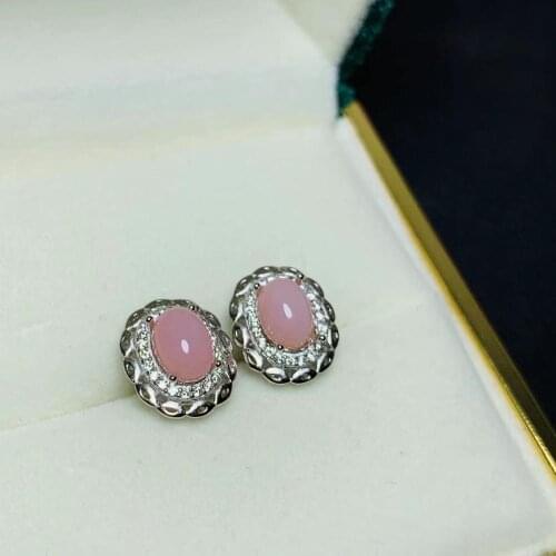 100% Natural and Real Romantic Pink Opal earring Nature real Pink opal Earring 925 sterling silver Fine jewelry