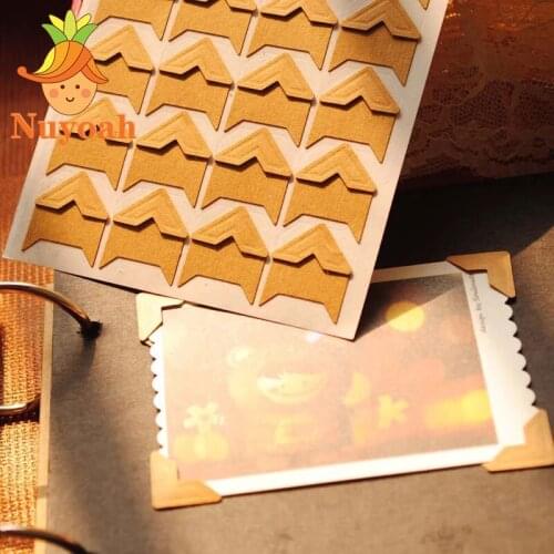 120 pcs/5 sheets DIY Vintage Corner kraft Paper Stickers for Photo Albums Frame Decoration Scrapbooking Picture Frame Deco