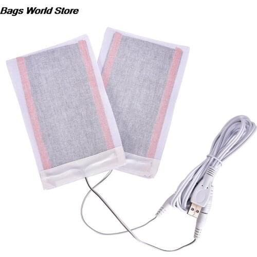 2pc 5V Carbon Fiber Heating Pad USB Heating Film Electric Infrared Fever Heat Mat Winter Warm Arm Waist Heat Glove Random