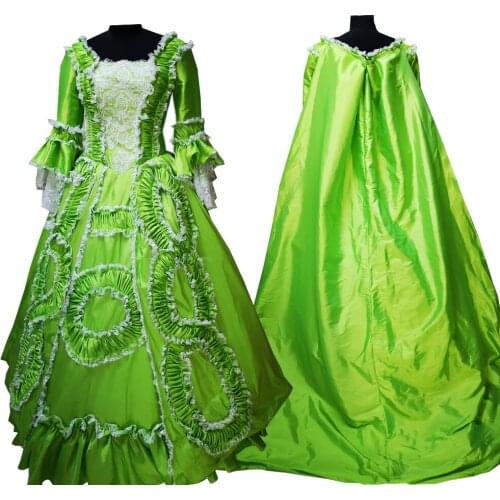 2020 New green Vintage costumes 18th Duchess Retro medieval Renaissance Reenactment Theatre Civil war Victorian dress D-598