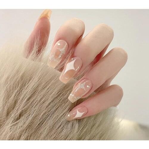 24pcs Star Shape Wear Long Paragraph Fashion False Nails Manicure Patch False Nails Save Time Wearable Nail Patch Manicure Patch