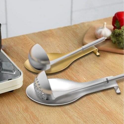 4 Pcs Stainless Steel Spoon Rest for Kitchen Counter Spoon Holder for Stove Top Spatula Rest Ladle Holder Brushed Finish