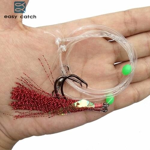 40pcs=20packs Fish Skin Bait Sabiki Rigs 2 Arm Big Hooks Sea Fishing Red Flasher Bait Rigs With Barrel Swivel For Herring