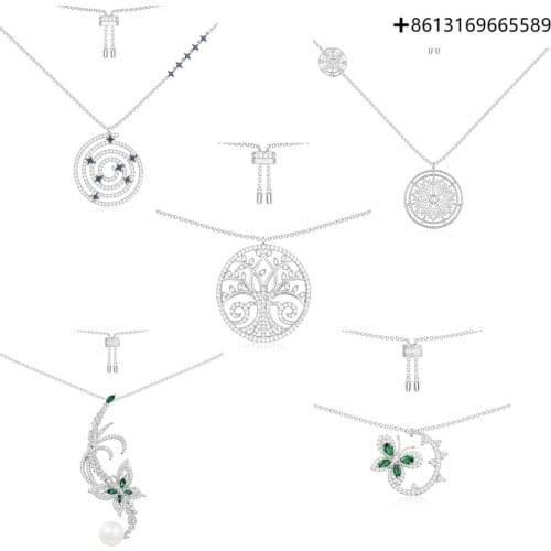 925 Sterling Silver Original 1:1 High Quality Necklace Life Tree, Mint Green Gold Female Jewelry Engraved Logo