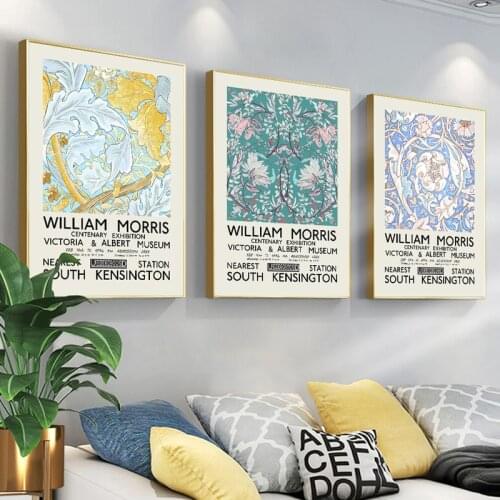 Abstract William Morris Flower Leaf Bird Canvas Paintings Nordic Posters and Prints Wall Art Pictures for Living Room Home Decor