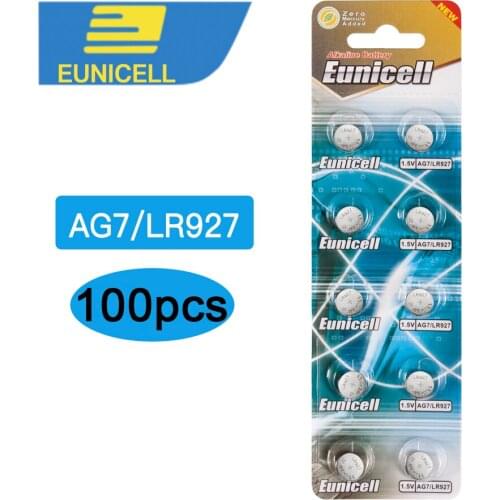 100pcs AG7 LR927 LR57 SR927W 399 GR927 395A 1.55V Button Cell coin Battery batteries for Watch Toys Remotes