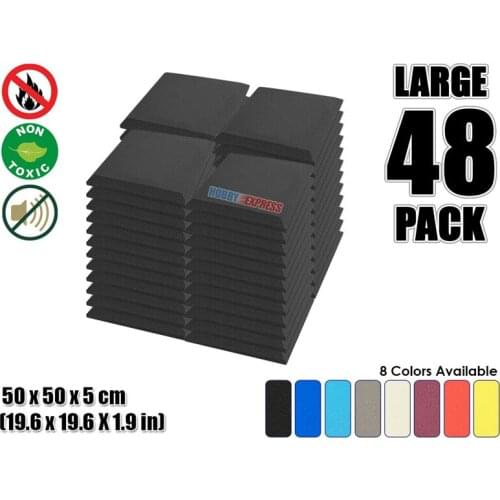 Arrowzoom 48 pcs Bundle Flat Bevel Tile Acoustic Panel Sound Absorption Studio Foam 50x50x5cm (19.6x19.6x1.9in) KK1039