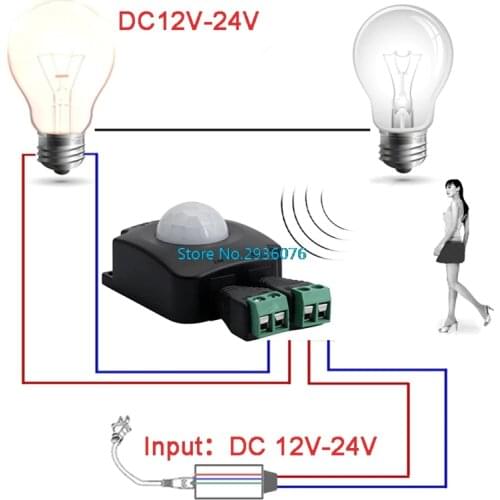 OOTDTY Automatic Infrared Sensor Switch PIR Body Motion Detector DC 12 V 24 V 10A