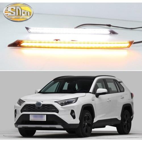 Car LED Daylihgts DRL For Toyota RAV4 2019 2020 Yellow Turn Signal Daytime Running Lights Day Driving Cover Decoration Headlamp