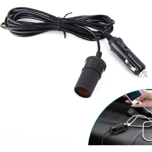 Car Interior 12V 24V 10A Car Accessory Cigarette Lighter Socket Extension Cord Cable 1-5m Car Accessory Cigarette Lighter Socket