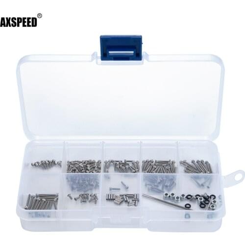AXSPEED Stainless Steel Whole Car Screws Pins Nuts with Box Kit for 1/24 Axial SCX24 AXI90081 AXI00001 AXI00002 RC Crawler Car