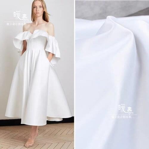 White Satin Fabric Stiff Feel DIY Decor Patchwork Skirt Shirt Wedding Dress Silhouette Style Designer Fabric