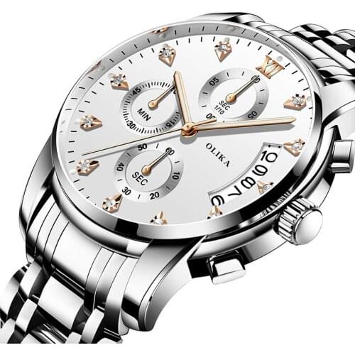 New Olika / Fashion New Hot Waterproof Mens Watch Stainless Steel Band Watch Mens Watch Calendar Quartz Watch Luxury Watch