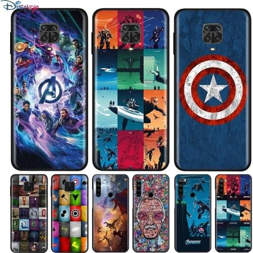 Black Silicone Cover Avengers Marvel For Xiaomi Redmi Note 10 10S 9 9S Pro Max 9T 8T 8 7 6 5 Pro 5A Phone Case