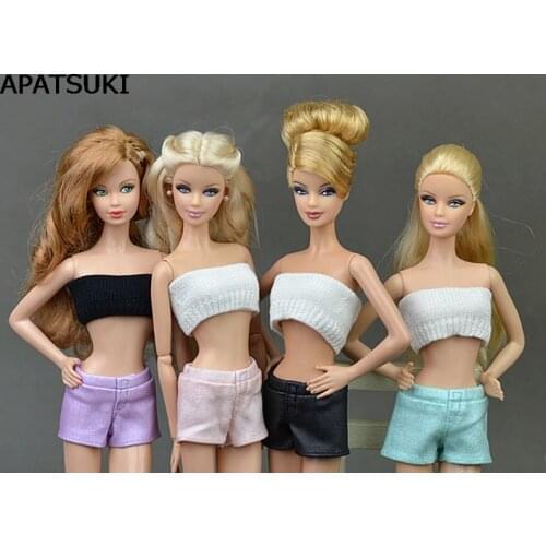 Black White Sweater Strapless Top Clothes For Barbie Doll Knitting Soft BJD Dolls Accessories Can be Weared As Skirt, Top, Hat