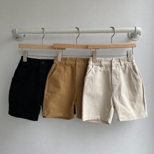 Childrens summer new style simple loose western style three-color male and female baby casual five-point pants