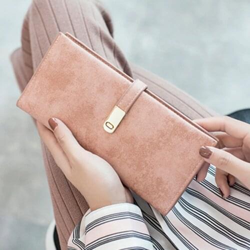 New fashion Faux Suede Long Wallet Women Matte Leather Lady Purse High Quality Female Wallets Card Holder Clutch Carteras