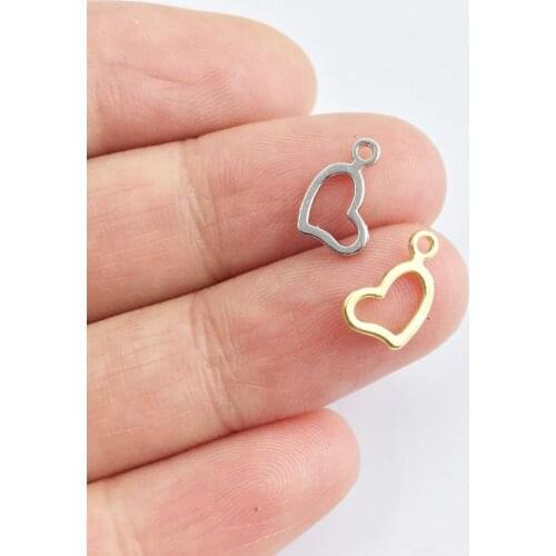 Eruifa 20pcs Mini 6*8mm Heart Coin Charms Wholesell necklace,earring bracelet jewelry DIY handmade 2 colors