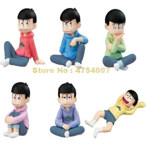 6pcs/lot anime osomatsu san karamatsu matsuno kun ichimatsu pvc action figure resin collection model q version 4.5cm Toy