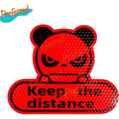 Panda Keep Distance Fluorescent Yellow Green Hexagon Honeycomb Cartoon Reflective Motocross Racing Laptop Vinyl Car Sticker