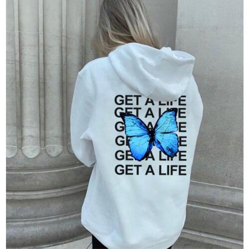 2021 Private Butterfly Explosion Get A Life Print Hoodies Sweatshirts Women Oversized Winter Long Sleeve Streetwear Male Hoodies