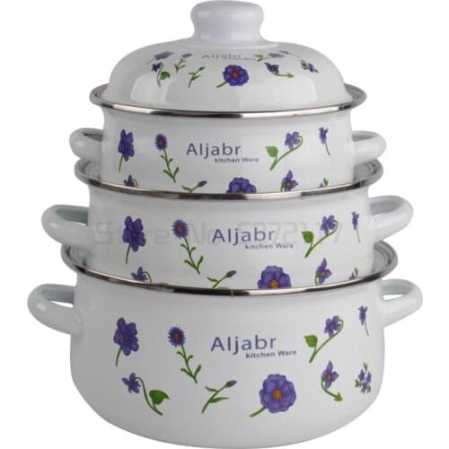 Soup Pot Stew Pot Three-piece Enamel Soup Pot Thickening Pan Hot Pot Stew Pot Boiling Pot for Soup Hotpot Ollas De Cocina