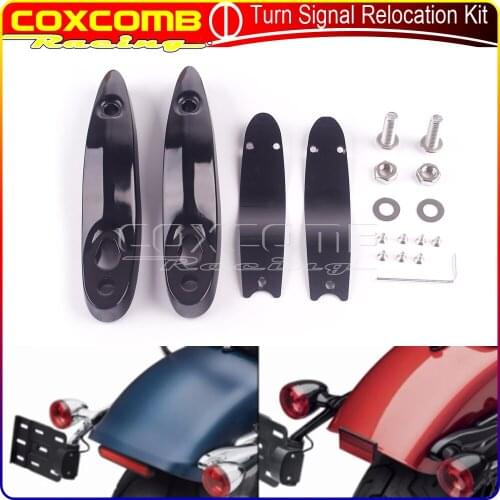 1Set Motorcycle Rear Turn Signals Relocation Kit Aluminum Extension Bracket For Harley Softail FLFB FLSL FXBB FXBR FXLR 2018-Up