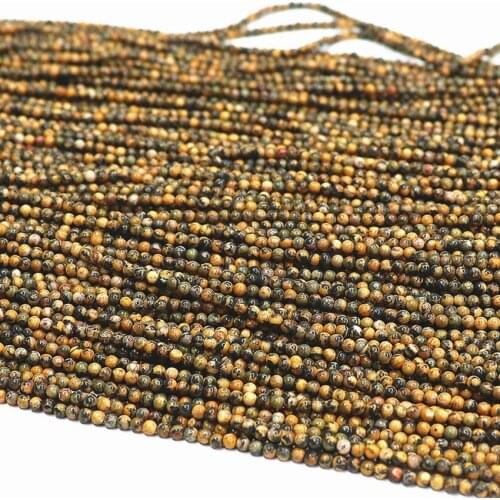 2mm 3mm round beads natural yellow leopardskin stone beads fashion hot sale women diy jewelry loose spacers beads 15inch B483