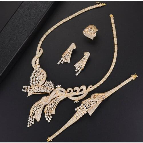 LARRAURI Trendy Geometry African Bridal Zircon Jewelry Sets For Women Wedding Dubai Nigeria Crystal Party Jewelry Sets 2019