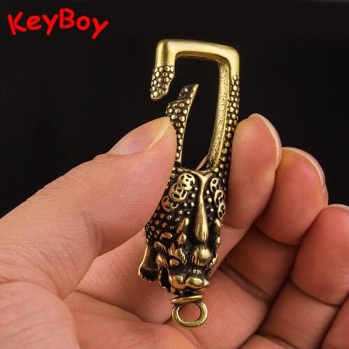 Brass Beast Pixiu Keychain Jewelry Metal Copper Key Chain Accessories Men Waist Belt Buckle Car Keyring Hangings Trinkets Gifts