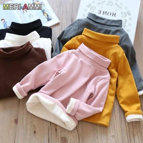 MEMERI AMMI Winter Warm Baby Girl Boy Clothing Fleece Inside Long Sleeve Turtleneck T-Shirt Tops For 2-7 Year