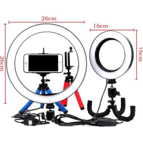 Mini 6/10 inch dimmable ring light LED desktop ring light LED ring light with tripod for makeup video live studio photography