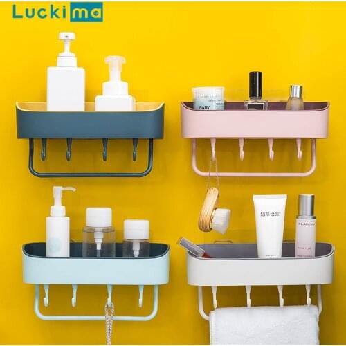 Multi-function Wall Shelf Mounted Storage Rack Suction Bathroom Kitchen Organizer Gadget Tool Accessories Wall Decoration Holder