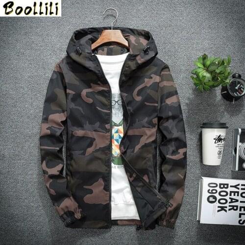 Boolili Spring Autumn Mens Hooded Jackets Camouflage Military Coats Casual Zipper Male Windbreaker Men Brand Clothing