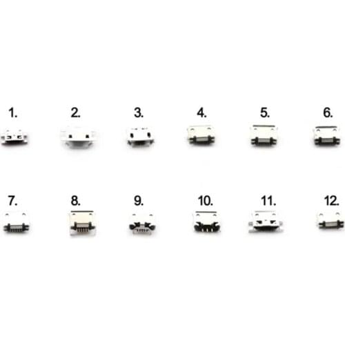 60 Pcs/Set Micro USB Connector For MP3 Lenovo Huawei Samsung SMD DIP Socket Set Kit 12 Models Socket Jack USB Connectors Set