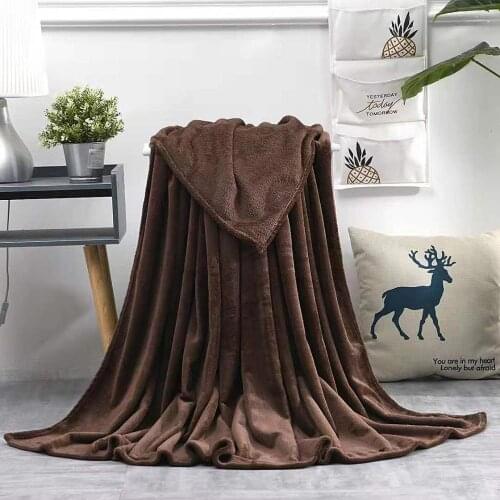 New Blanket Solid Color Coral Fleece Blanket Plain Thick Flannel Blanket