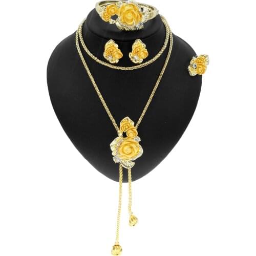 Yulaili New Design Popular Long Pendant Wedding Jewelry Set and Victorian Woman Flower Shape Dinner Party Jewelry Sets Wholesale